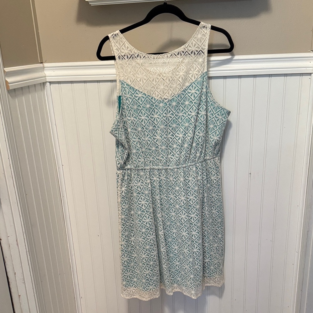 Maurices Aqua and White Geometric Mini Dress
